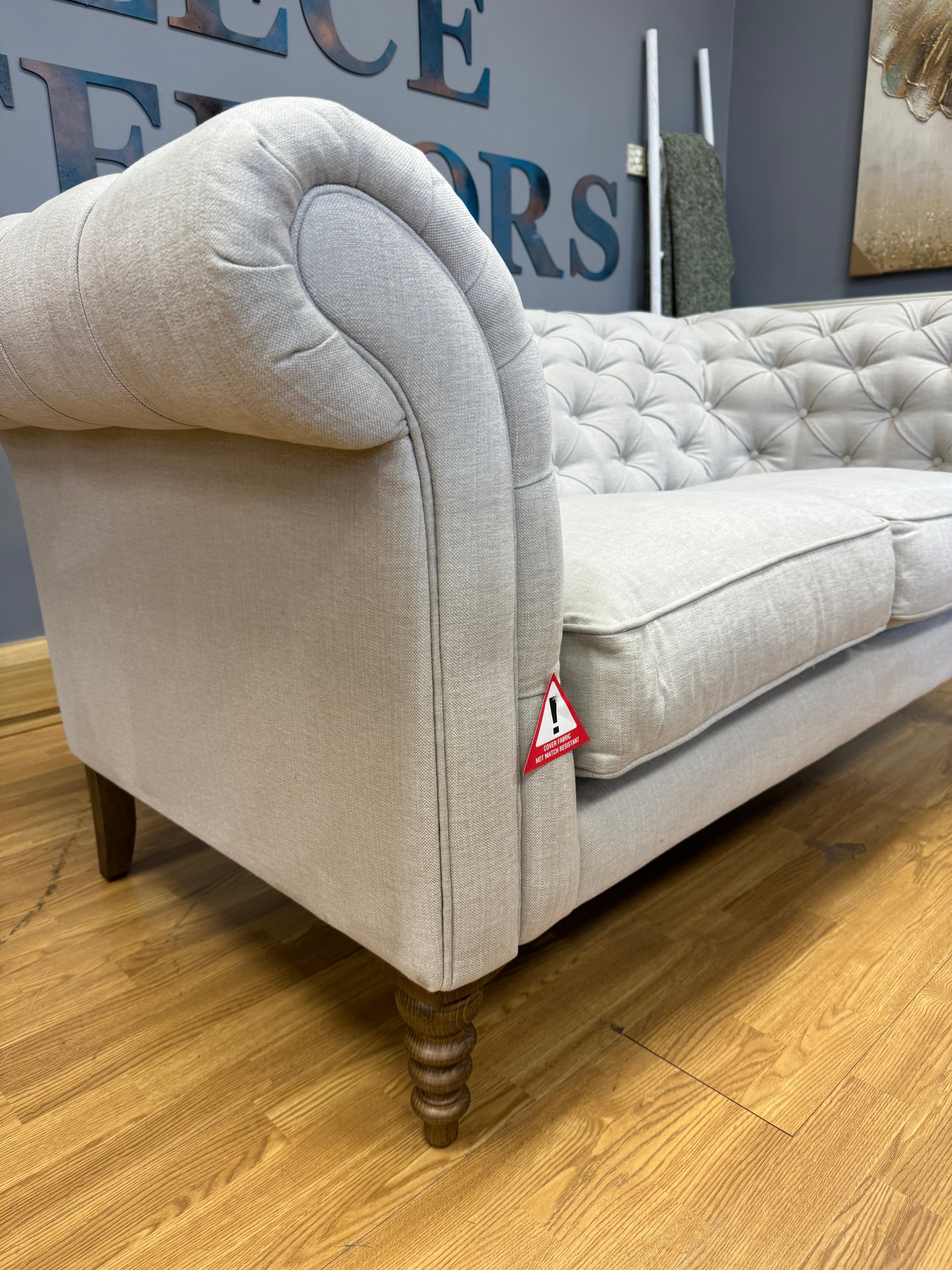 SOFA.COM Oscar 2 seater Chesterfield sofa Taupe brushed linen cotton