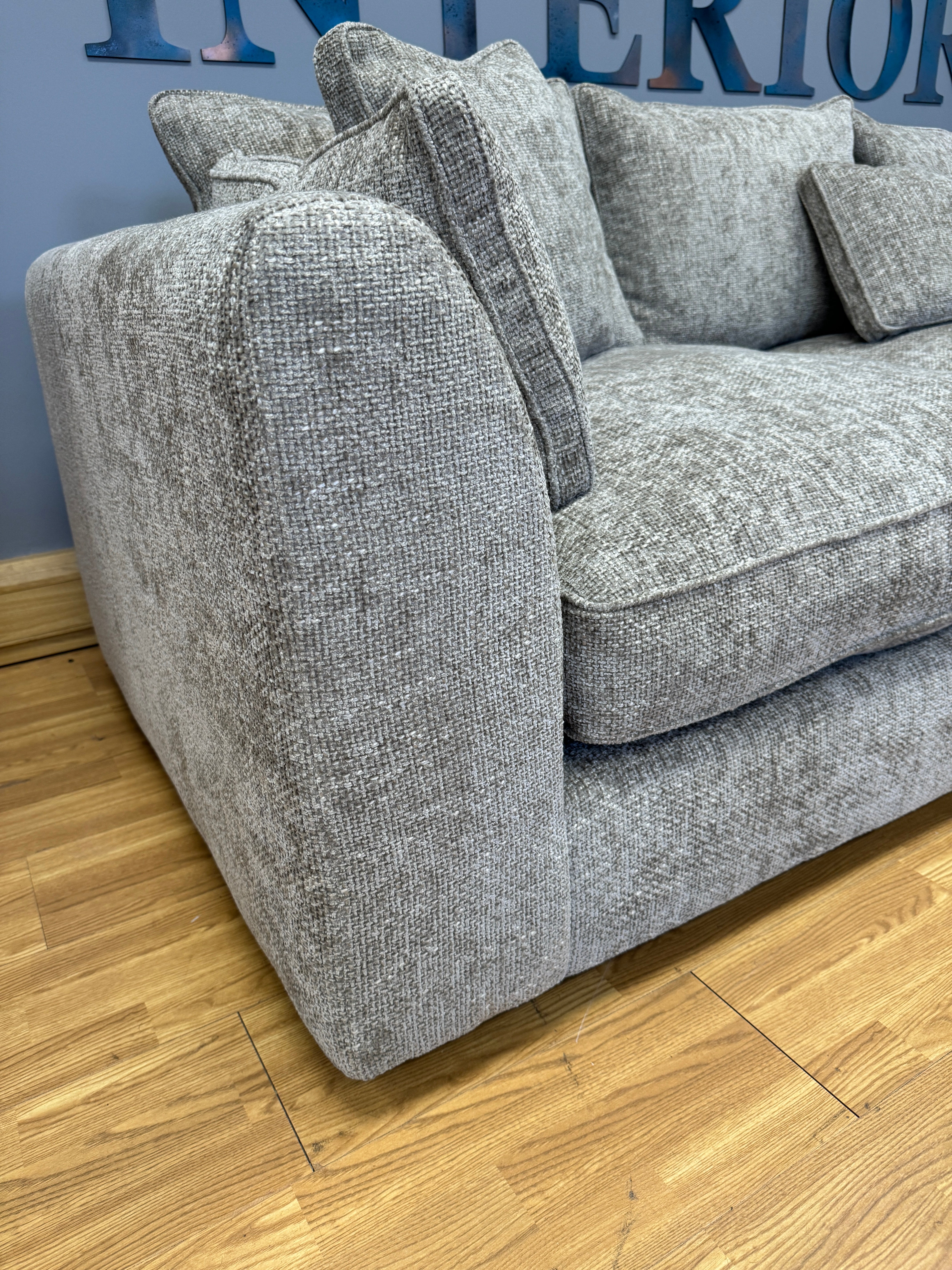 BOSSANOVA XL right facing chaise sofa in natural stone chenille weave fabric