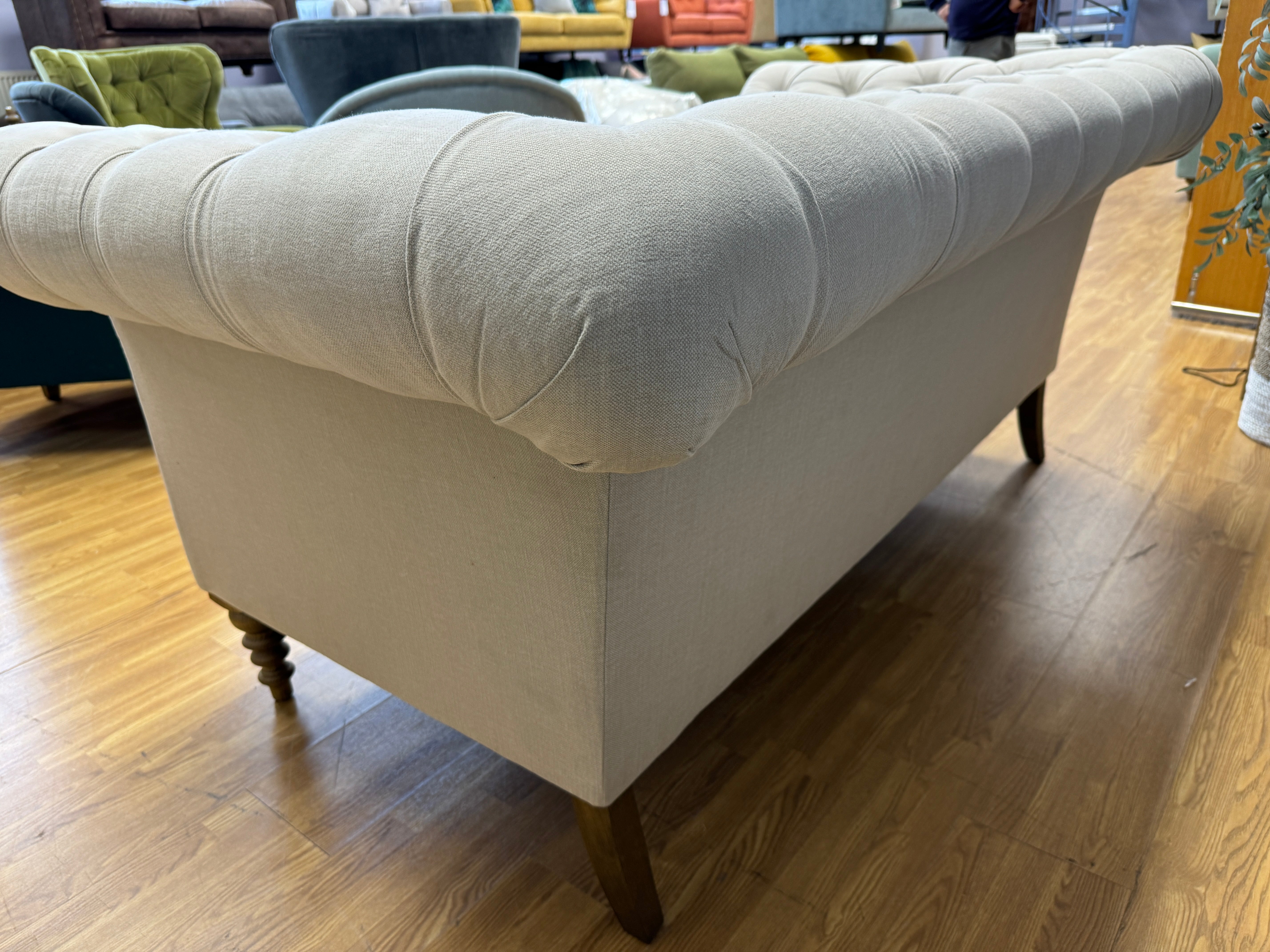 SOFA.COM Oscar 2 seater Chesterfield sofa Taupe brushed linen cotton