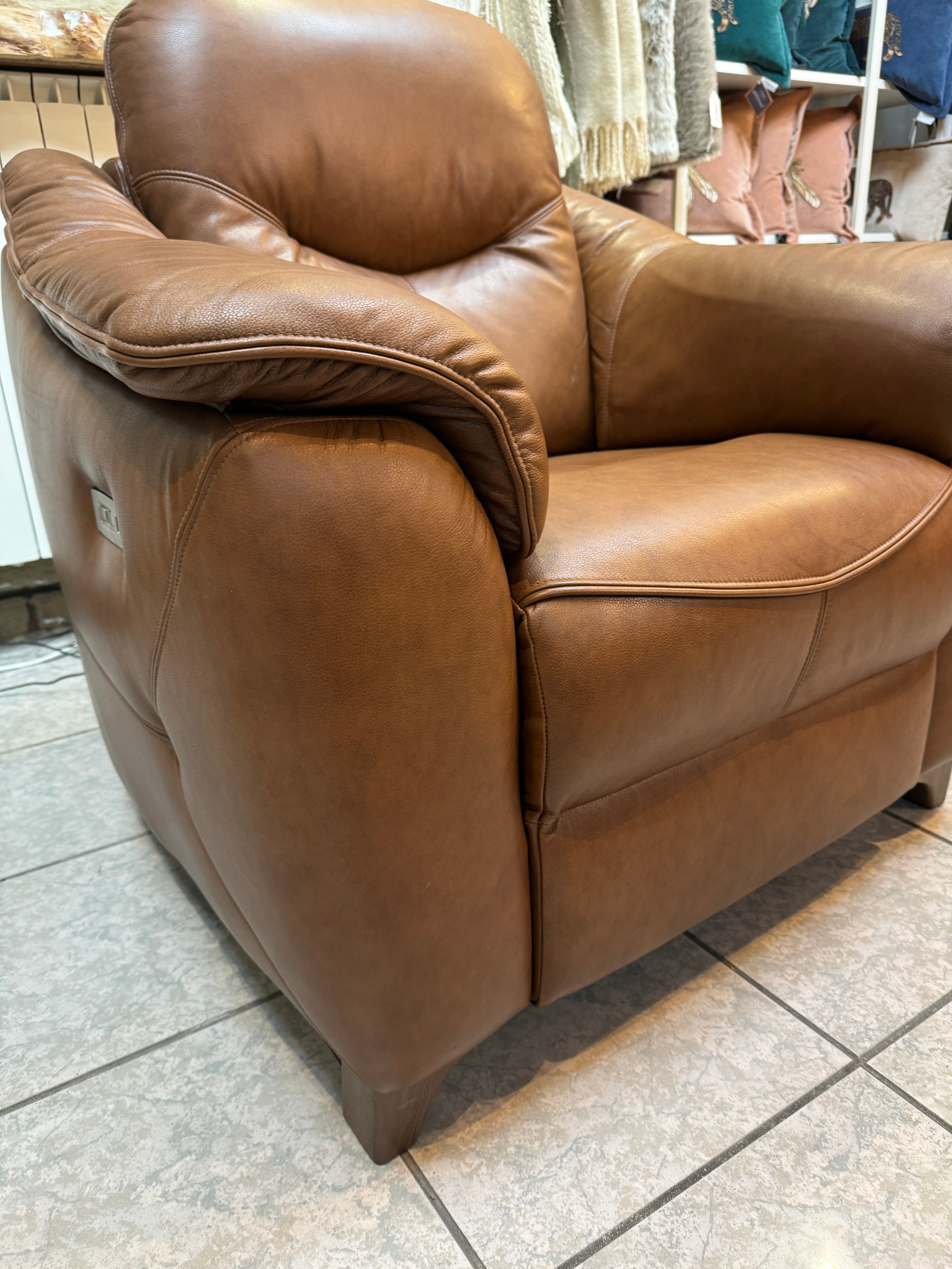 G PLAN JACKSON electric reclining armchair in Dallas tan brown leather