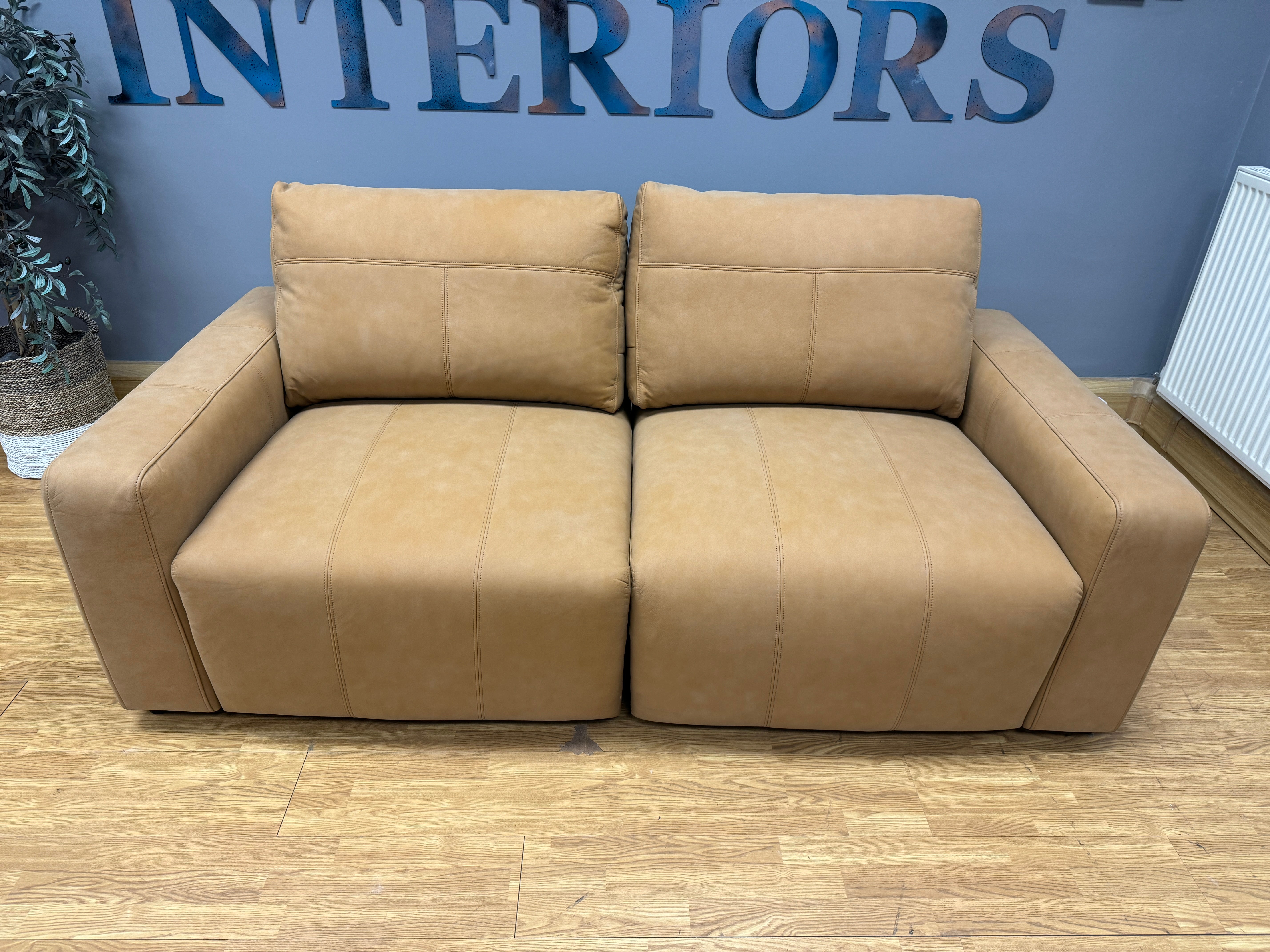 G PLAN x JAY BLADES MORLEY 3 seater split sofa in Cork tan brown leather