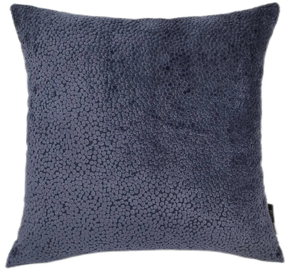 Bingham textured velvet dots feather filled cushion 56 x 56cm Navy