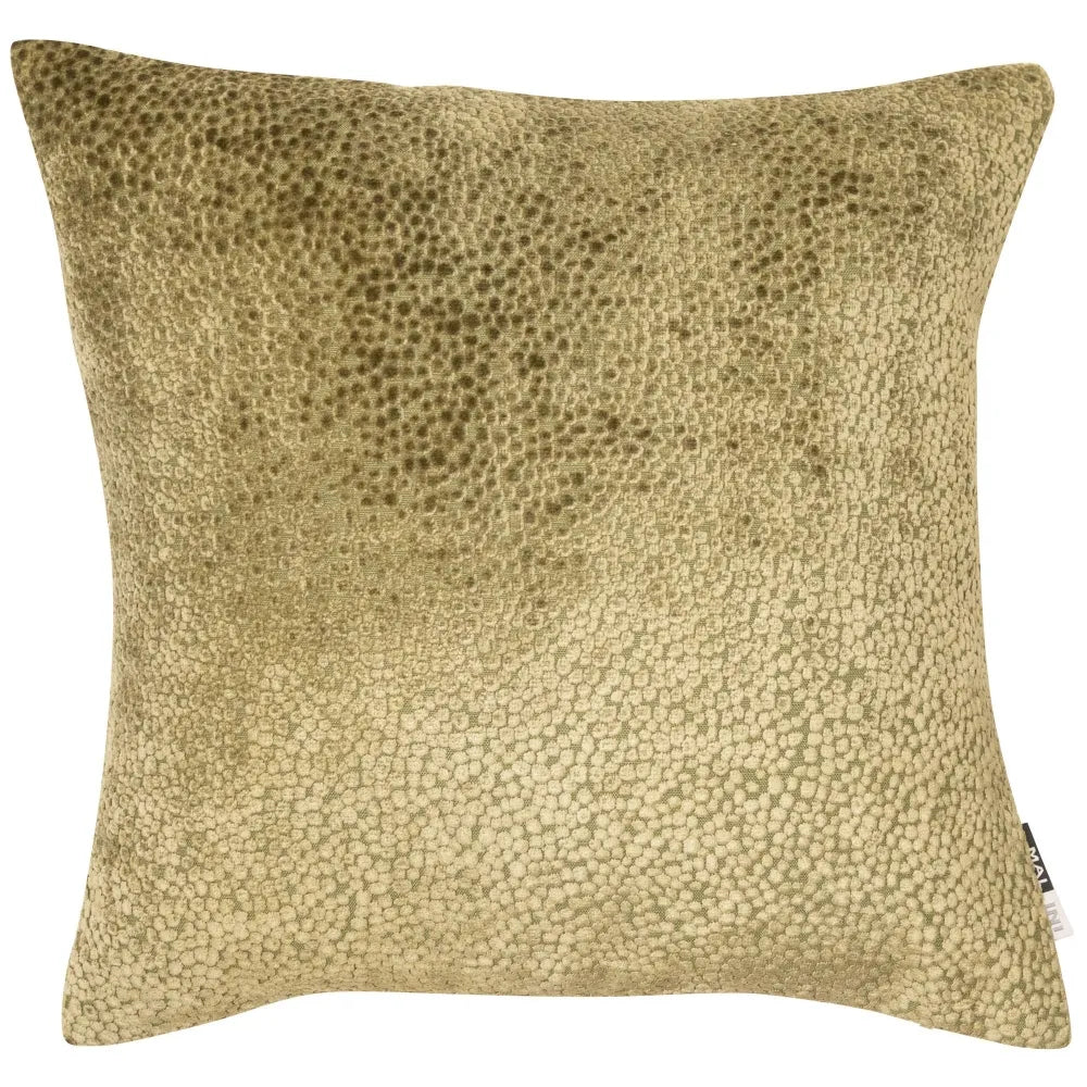 Bingham textured velvet dots feather filled cushion 43 x 43cm Olive