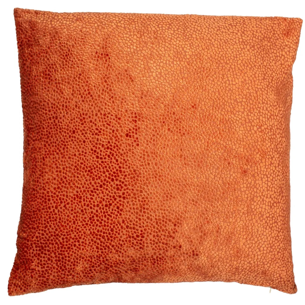 Bingham textured velvet dots feather filled cushion 56 x 56cm Orange