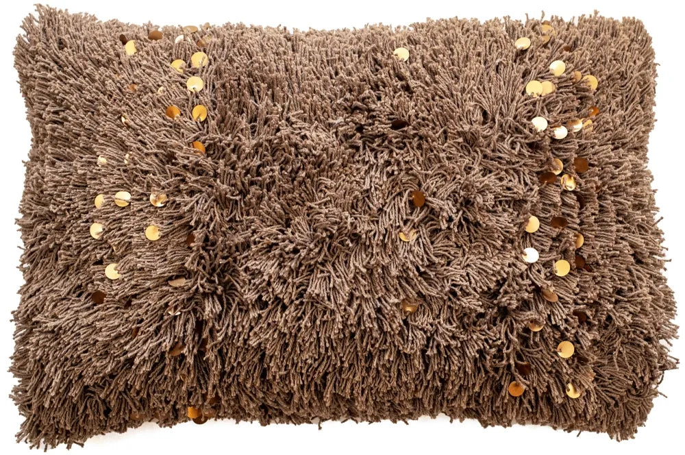 Aziza textured Moroccan 100% cotton & sequin cushion 30 x 50cm Mink