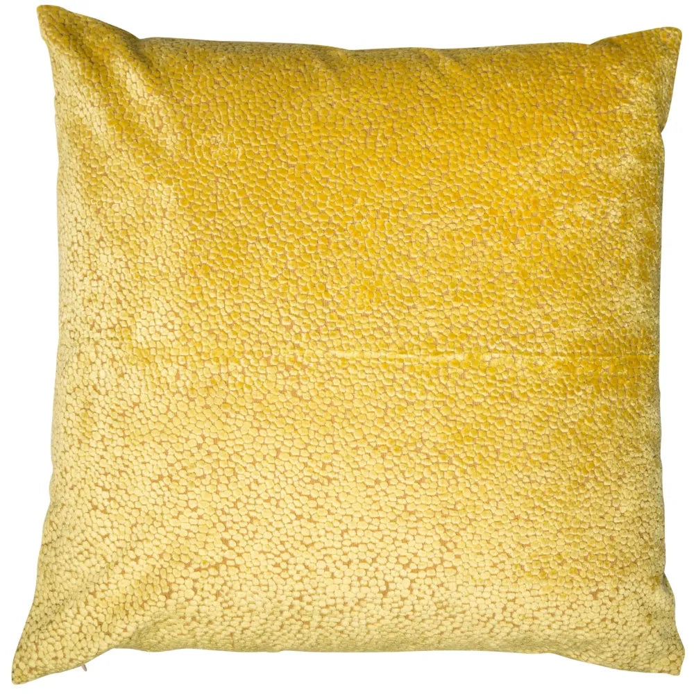Bingham textured velvet dots feather filled cushion 56 x 56cm Mustard