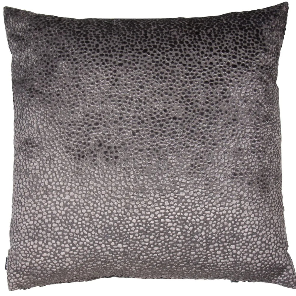 Bingham textured velvet dots feather filled cushion 56 x 56cm Silver