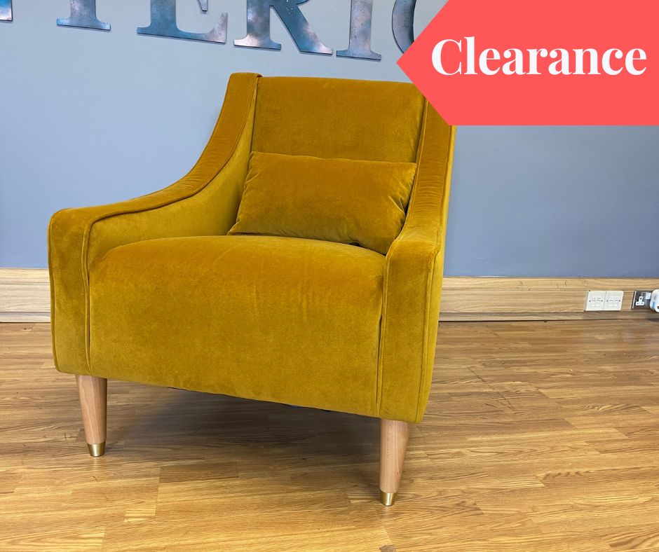 PARKER KNOLL MITFORD high back accent armchair in honey mustard yellow velvet fabric