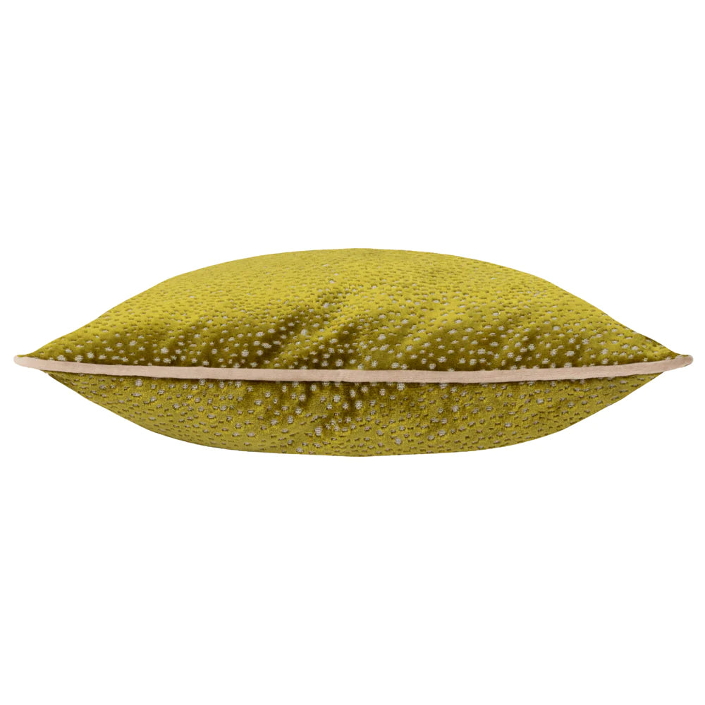 Estelle Spotted Velvet Cushion with Contrast Trim 45cm x 45cm Moss/Taupe